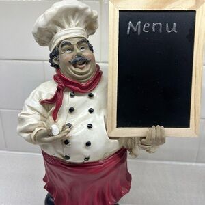 Charming Chef Figurine with Chalkboard
